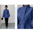 Batwing Cape Jacket with High Neck and Tie-Waist: Chocolate