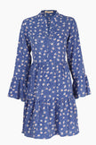 Alison Tiered Mini Dress - Blue, Spotted Daisy: Large (16-18)