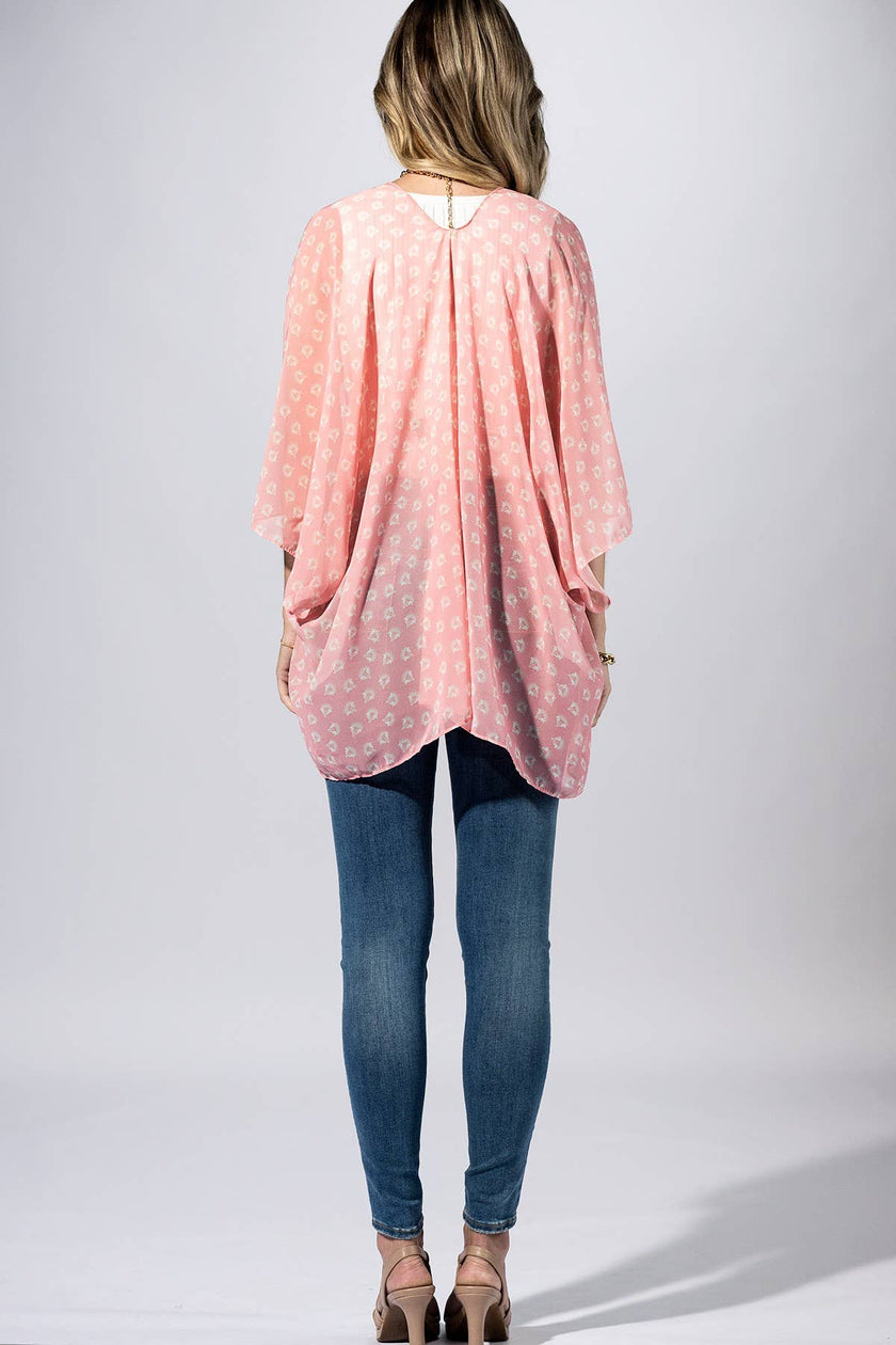 Peony Ditsy Blossom Kimono: CHARM PINK