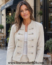 Military Cotton Zip Jacket: Cream