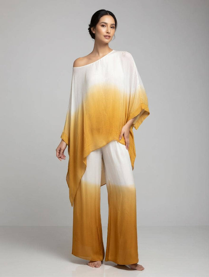 Dip Dye Classic Silk Poncho & Trouser co-ord: Camel