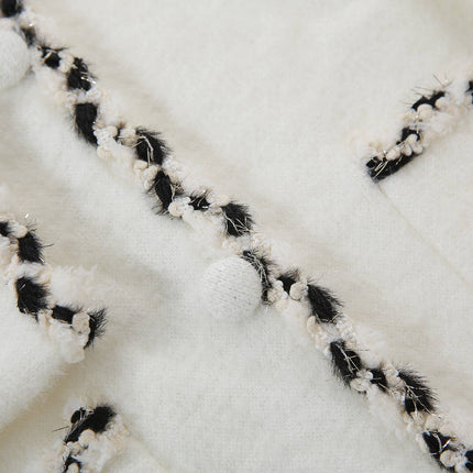 Soft Boucle Trim Fuzzy Cardigan: Ivory