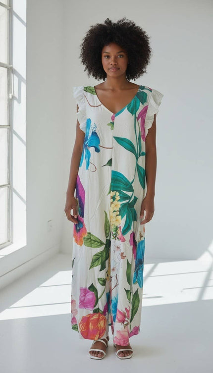 Kimera Floral Jumpsuit: White