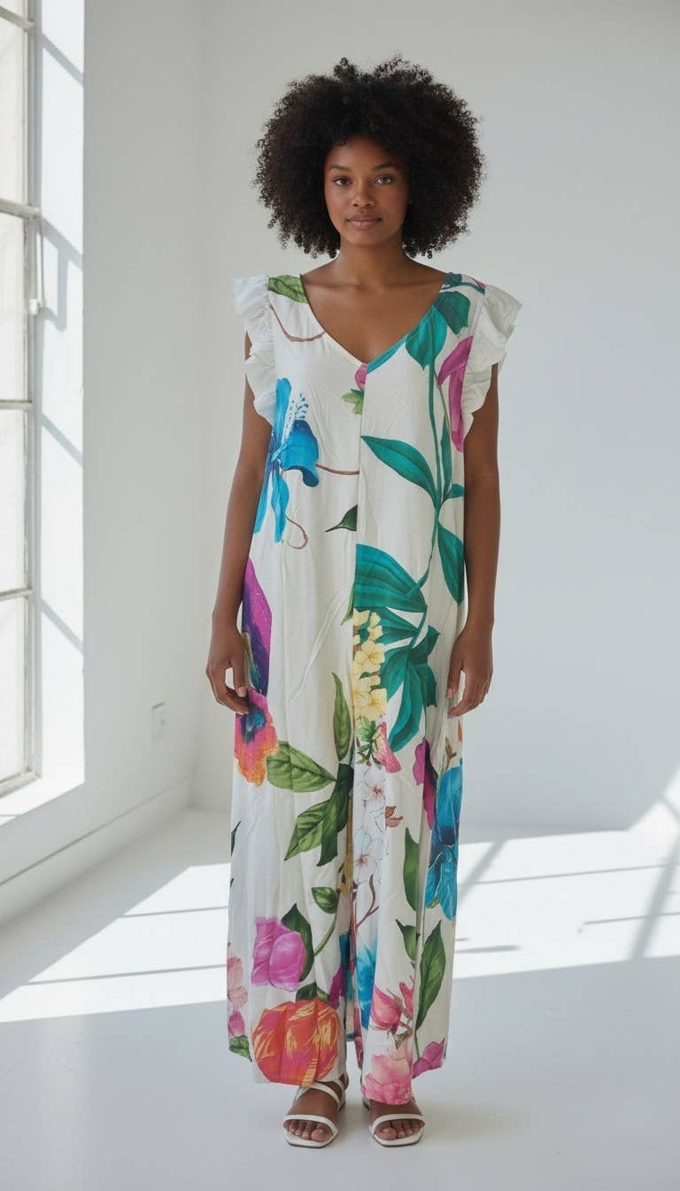 Kimera Floral Jumpsuit: White