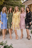 Rose Print Silky Midi Dress: Black