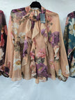 Royal Frill Silky Blouse: Beige