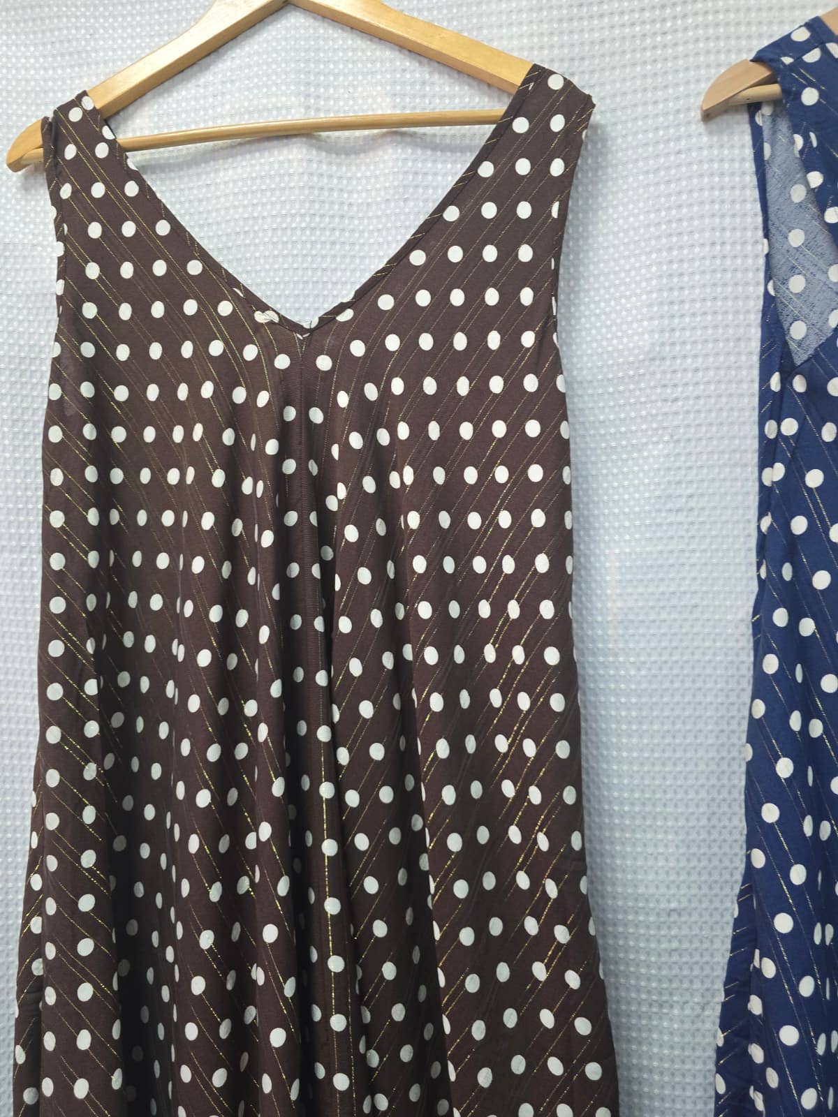 Polka Dot Parachute Lurex Cotton Maxi Dress: Navy