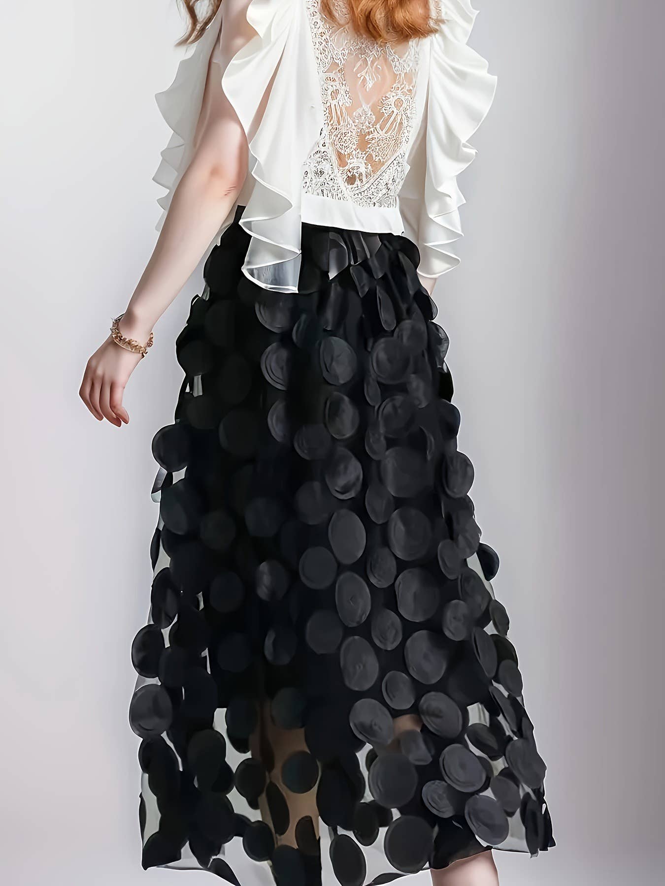 SK118 Large circle embellished skirts: Black