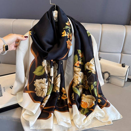 Blossom Satin Scarf: Black