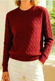 Soft Touch Crew Cable Fine Knit Jumper: Mocha