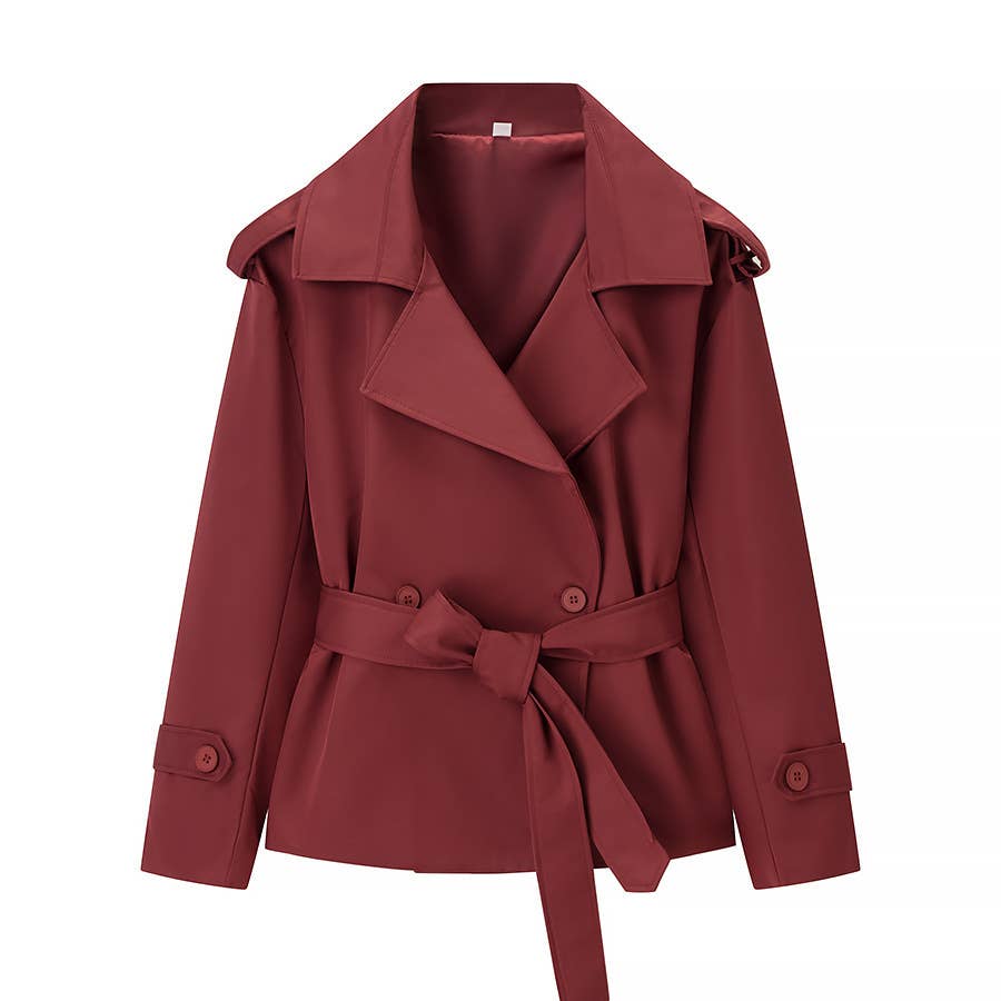 Chic Cropped Trench Coat: Khaki Green