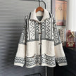Nordic Knit Oversized Toggle Cardigan: Navy