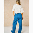 Striped Trim Wide Leg Trousers in Denim Blue