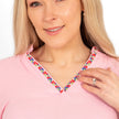 Honey Long Sleeve Cotton Blouse - Pink, Floral Embroidery: Small (UK 8-10)