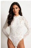 Lace Mesh Bodysuit: Maroon/Dark Red
