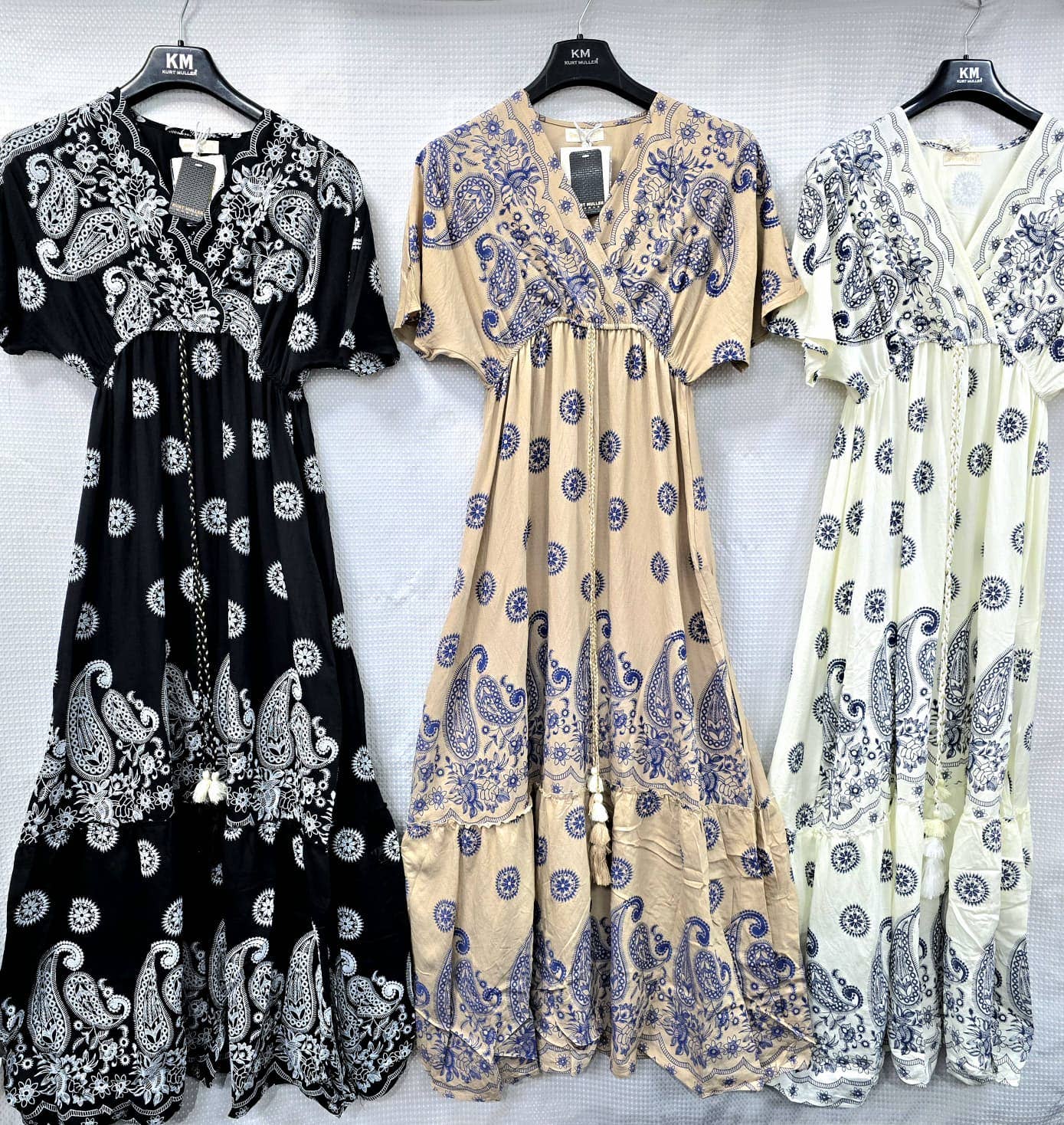 Cotton Paisley Print Maxi Dress: Black