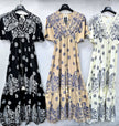 Cotton Paisley Print Maxi Dress: Black