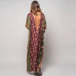 Patchwork Floral & Geometric Print Maxi Dress in Green