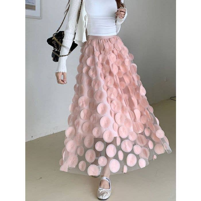 SK118 Large circle embellished skirts: Black