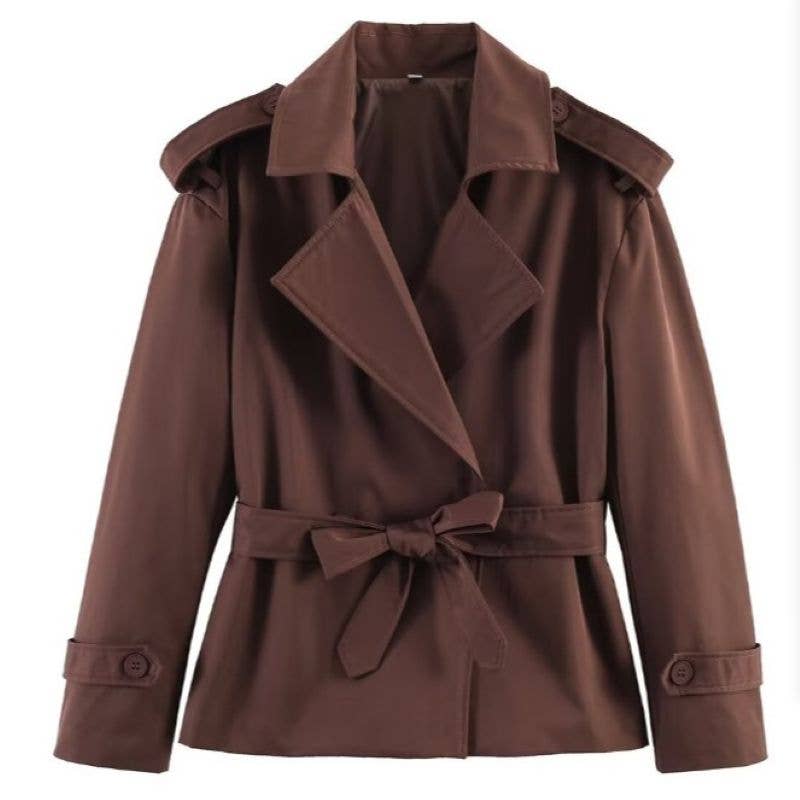 Chic Cropped Trench Coat: Khaki Green