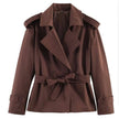 Chic Cropped Trench Coat: Khaki Green