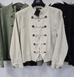 Military Cotton Zip Jacket: Cream