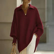 Dolman Sleeve Knit Polo Jumper: Purple