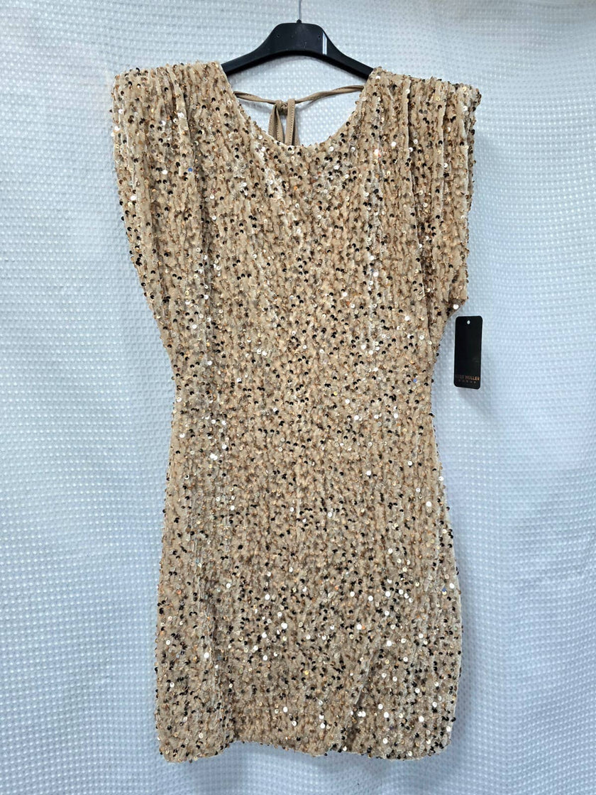 Anna Velvet Sequin Mini Dress: Black