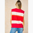 Heart Buttons Striped Sleeveless Vest in Red: One-size (UK 8-18)