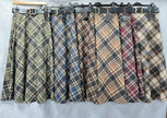 Coloured Check Suedette A-line Skirt: Khaki green