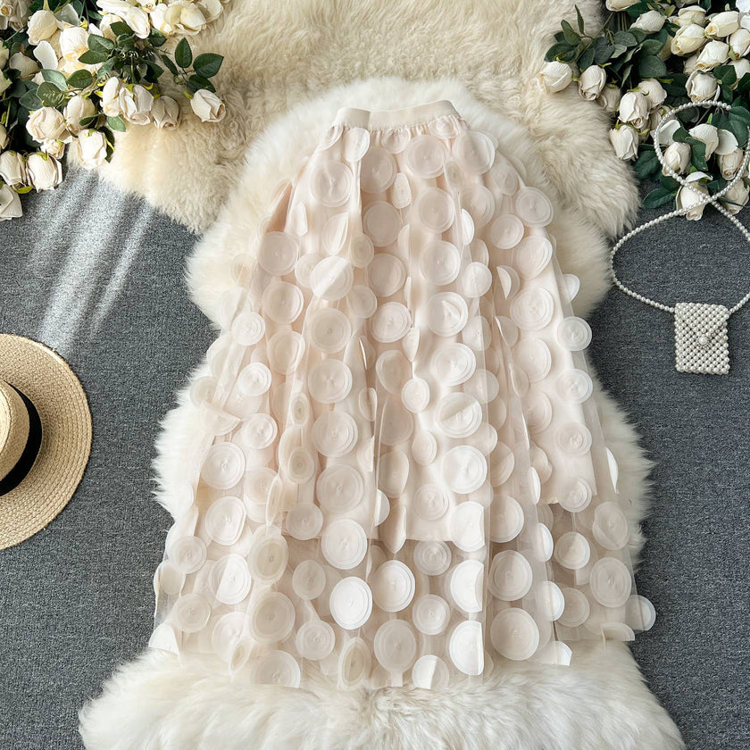 SK118 Large circle embellished skirts: Black