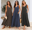 Polka Dot Parachute Lurex Cotton Maxi Dress: Navy