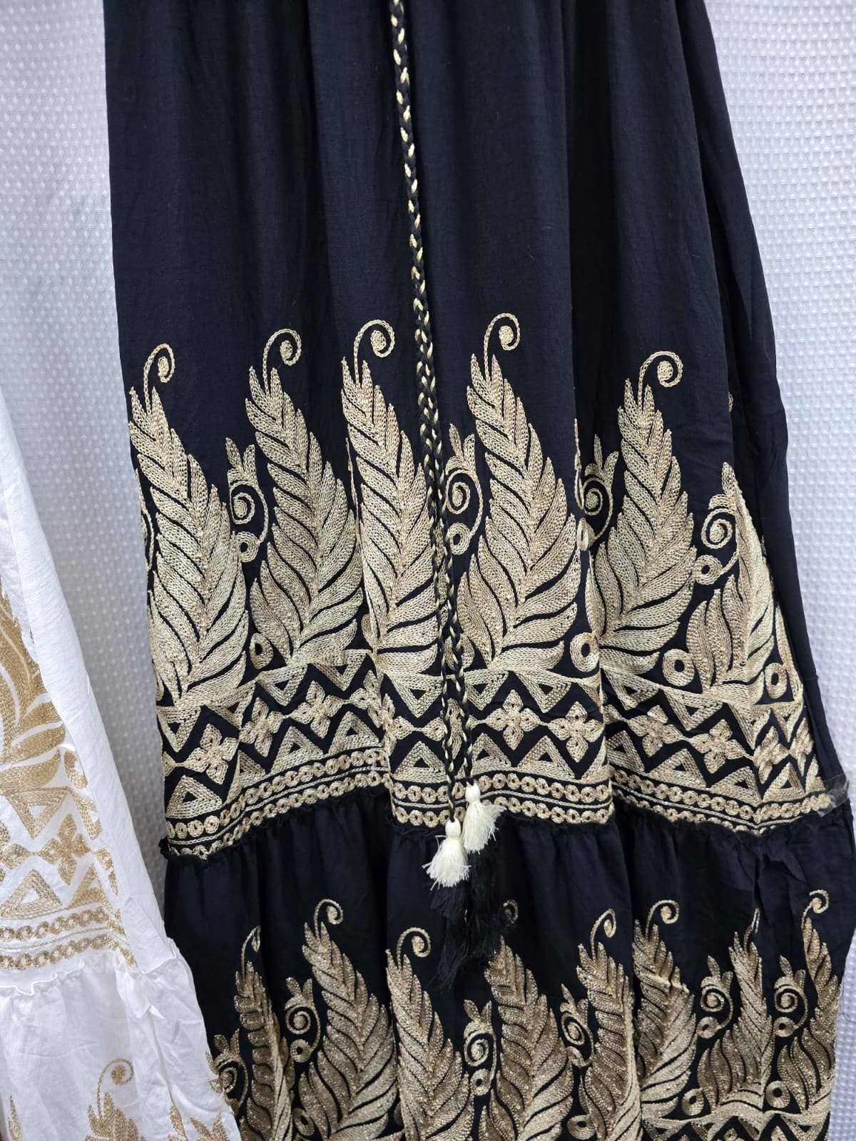 Cotton Paisley Print Maxi Dress: Black