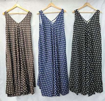 Polka Dot Parachute Lurex Cotton Maxi Dress: Navy