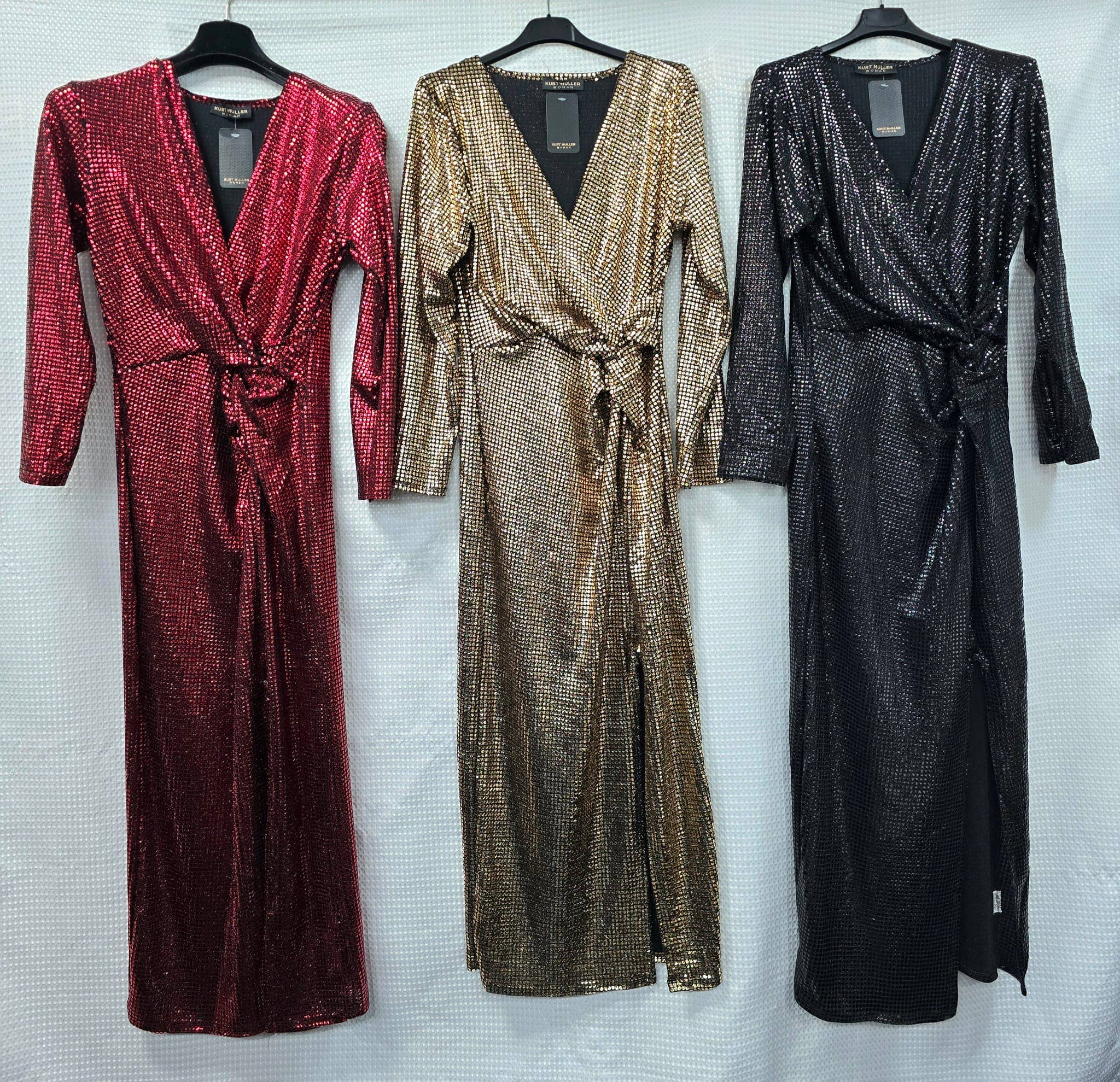 Shimmer V Notch Maxi Dress: Gold