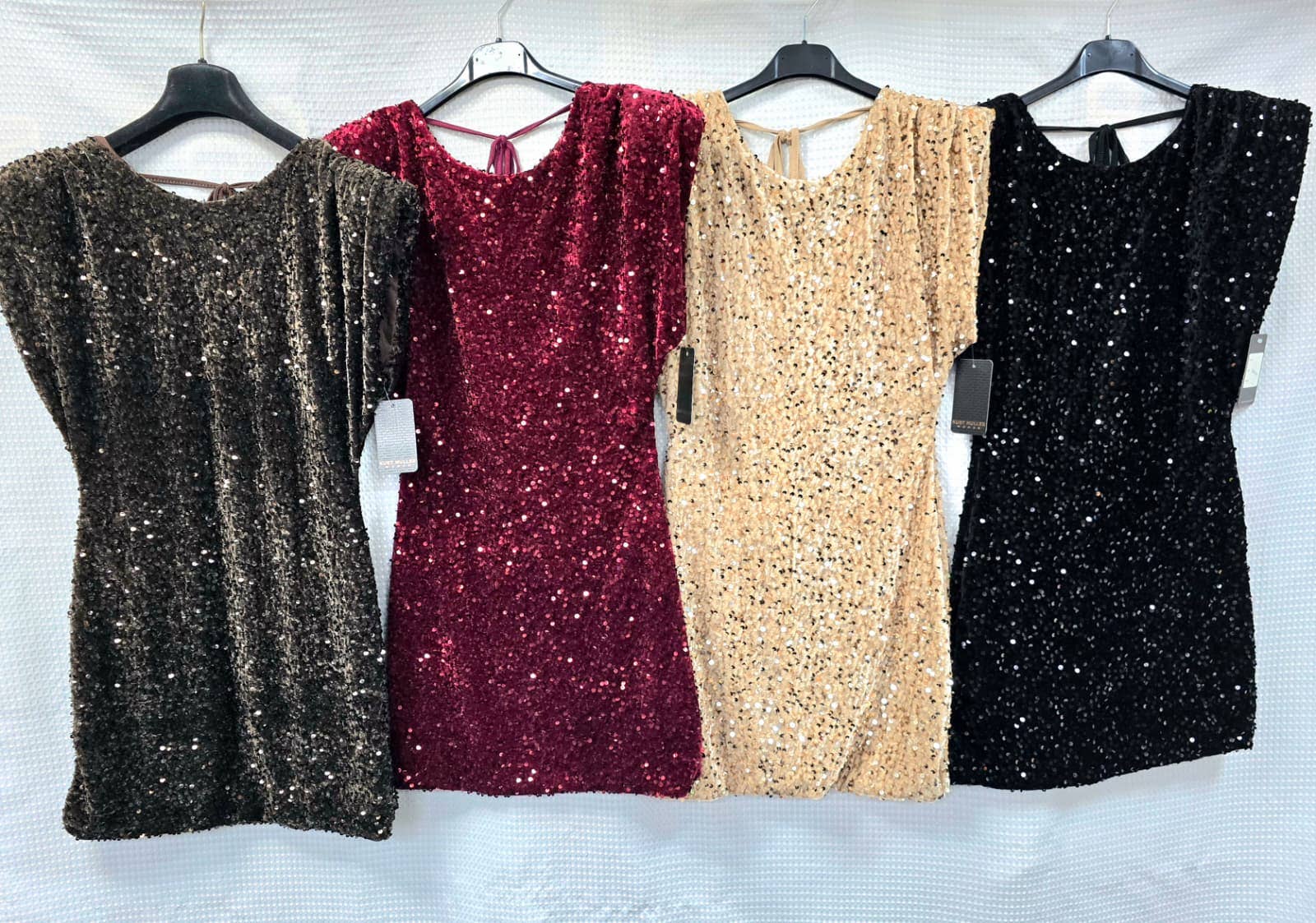 Anna Velvet Sequin Mini Dress: Black