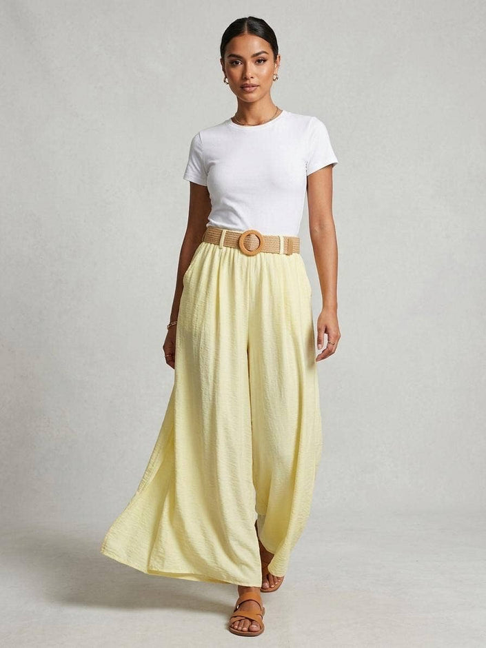 Summer Belted Wide Leg : Lemon