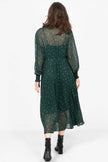 Shirred Shoulder Chiffon Midi Dress - Green, Shooting Stars: Medium (12-14)