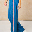 Striped Trim Wide Leg Trousers in Denim Blue