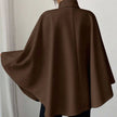 Batwing Cape Jacket with High Neck and Tie-Waist: Chocolate