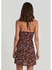 Summer Strappy Flowy Mini Dress In Black Floral Print: 8-10