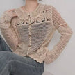 Elegant Beige Guipure Lace Button-Up Cardigan
