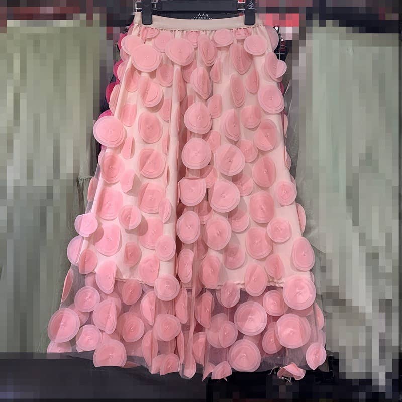 SK118 Large circle embellished skirts: Black