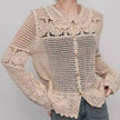 Elegant Beige Guipure Lace Button-Up Cardigan