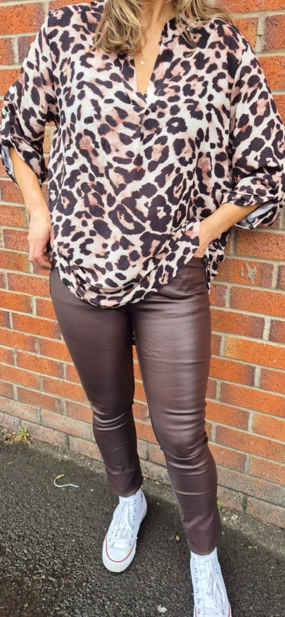 Vegan Leather Look Bi stretch Voggo Jeans: Black