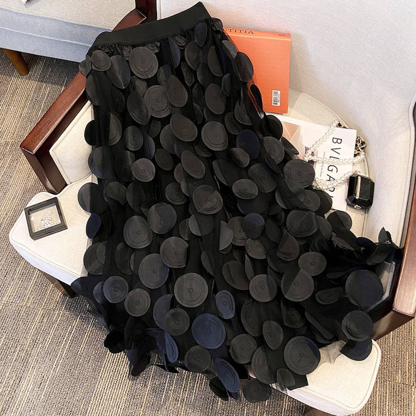 SK118 Large circle embellished skirts: Black