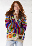 Crochet Rainbow Cardigan: Cream(C)