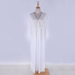 White Bell Sleeve V-Neck Beach Cover Up Maxi Dress