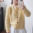 Boho Textured Cable Knit Cardigan: Cream