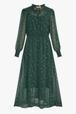 Shirred Shoulder Chiffon Midi Dress - Green, Shooting Stars: Medium (12-14)